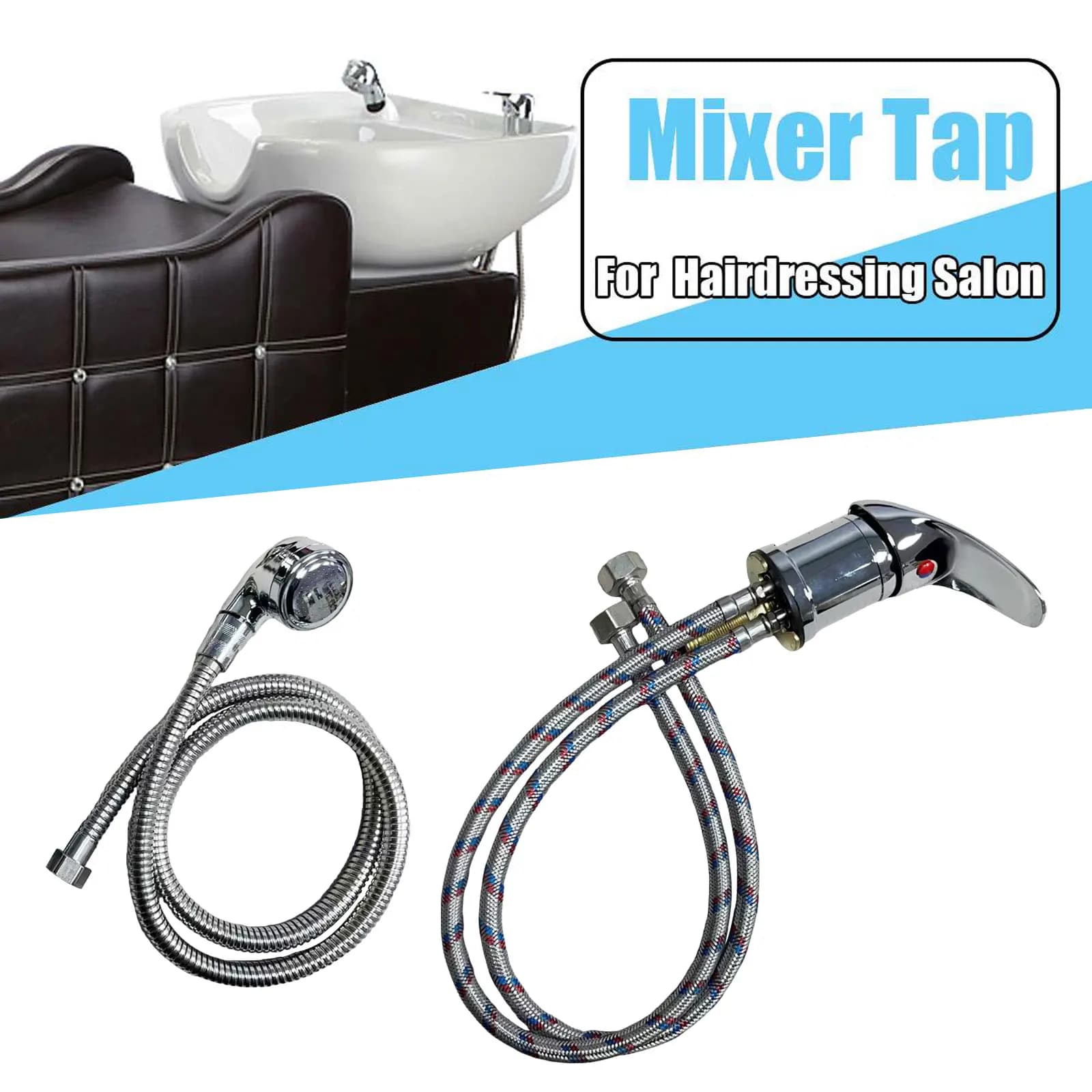 Conjunto de torneira para tigela de shampoo, com mangueira e sprinkler, conjunto de torneira de água para salão de beleza, spa, unidade de retrolavagem, bacia de enxágue, casa, loja de aliciamento de cães
