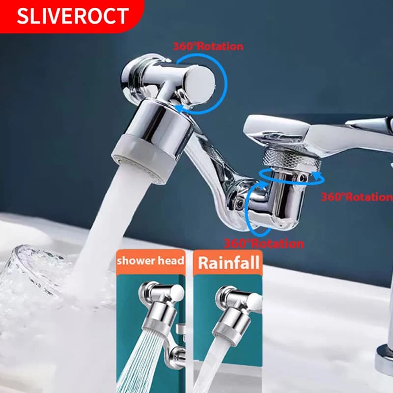 Torneira rotativa 360 graus com cabeça de spray e adaptador universal SLIVEROCT