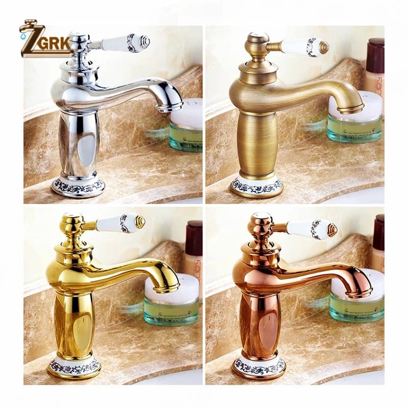 Torneira de banheiro em latão com acabamento em cobre antigo, estilo bule, para lavatório.
