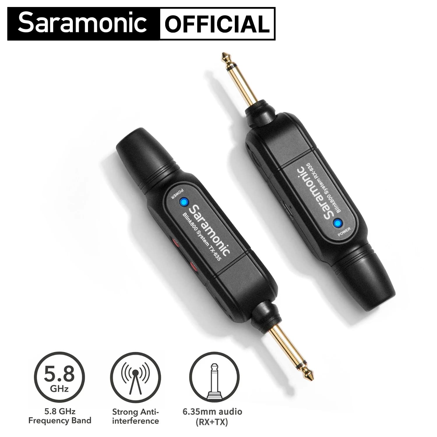 Microfones digitais sem fio Saramonic Blink800 B3 5.8GHz para guitarras e instrumentos