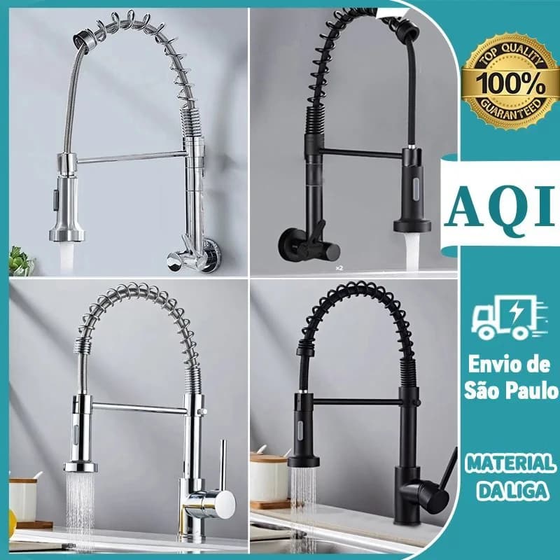 Torneira de Cozinha Gourmet Monocomando Premium, Pulverizador Removível, Instalação de Mesa/Parede, Envio Rápido 12h SP
