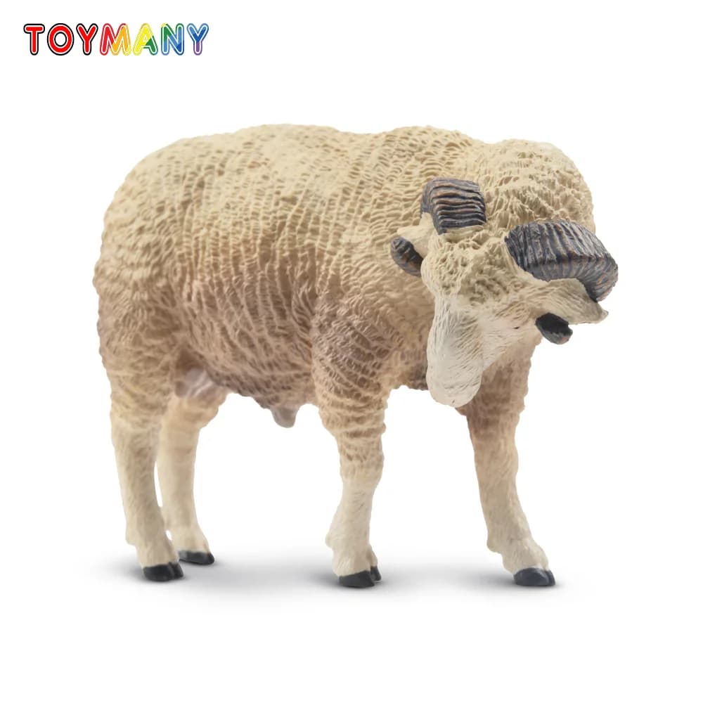 Toymany simulação branco ram ram modelo animal brinquedo mini figuras bonecas estatuetas de ação brinquedos crianças presente decoração do bolo