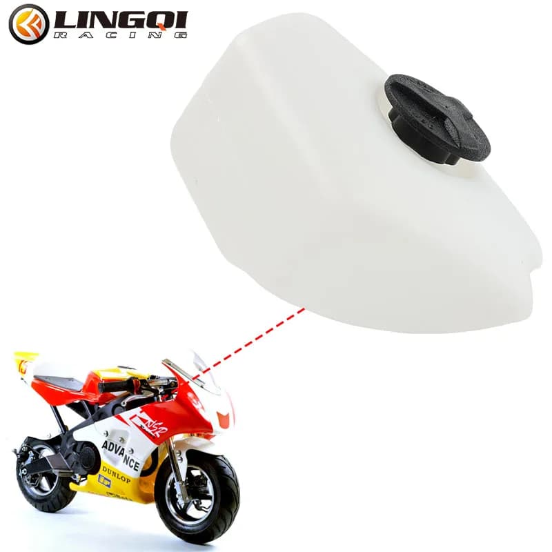 Lingqi tanques de óleo de tanque de combustível de gás de gasolina de plástico branco com tampa para 2 tempos 43cc 47cc 49cc mini quad pocket dirt bike scooter