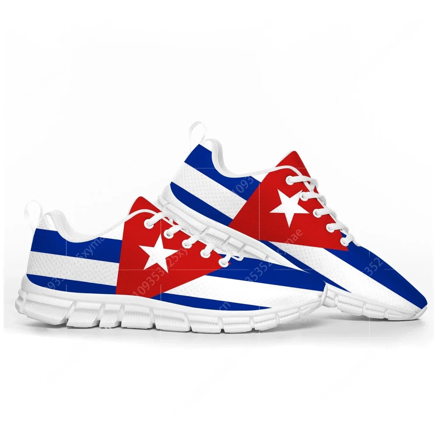 Tênis branco com estampa da bandeira cubana para homens e mulheres