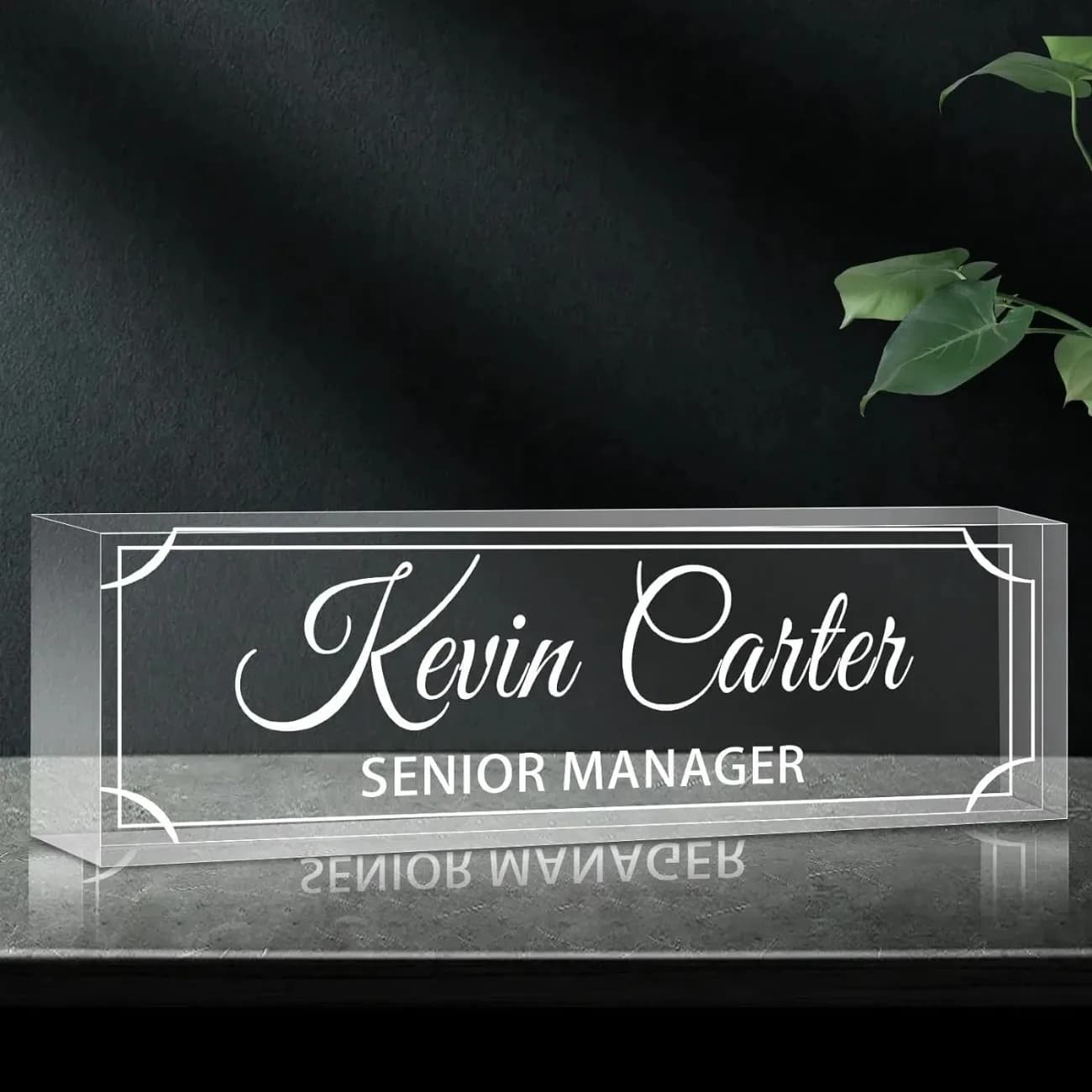 Placa de Nome Personalizada em Acrílico com Design Minimalista e Transparente, Presente para Decoração de Escritório e Quarto (Apenas Decoração)