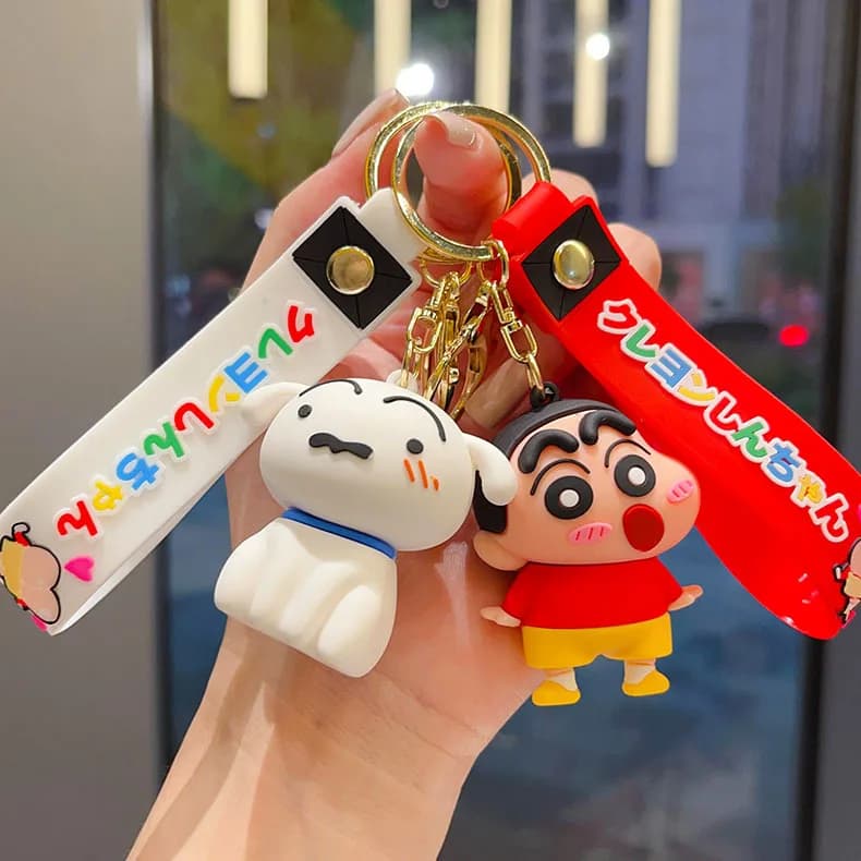 Chaveiro Clássico Crayon Shin-chan, Boneco de Dinossauro Crocodilo Branco Pequeno, Pingente Fofo para Presente de Aniversário de Amigos