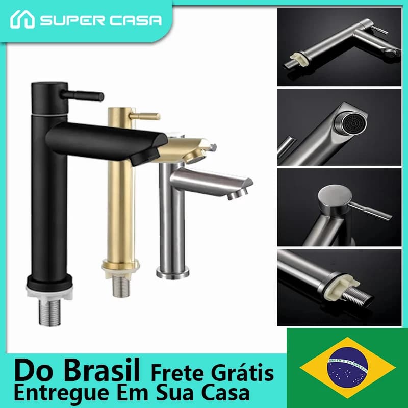 Torneira Gourmet Cuba para Lavabo com Alavanca Única Premium - Preto, Dourado e Prata