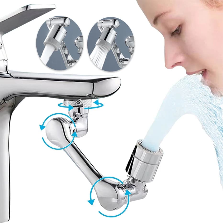 Arejador de torneira de extensão multifuncional rotativo, braço robótico giratório de 1080 graus, filtro de água, torneira de água, borbulhador, ajuste de pia