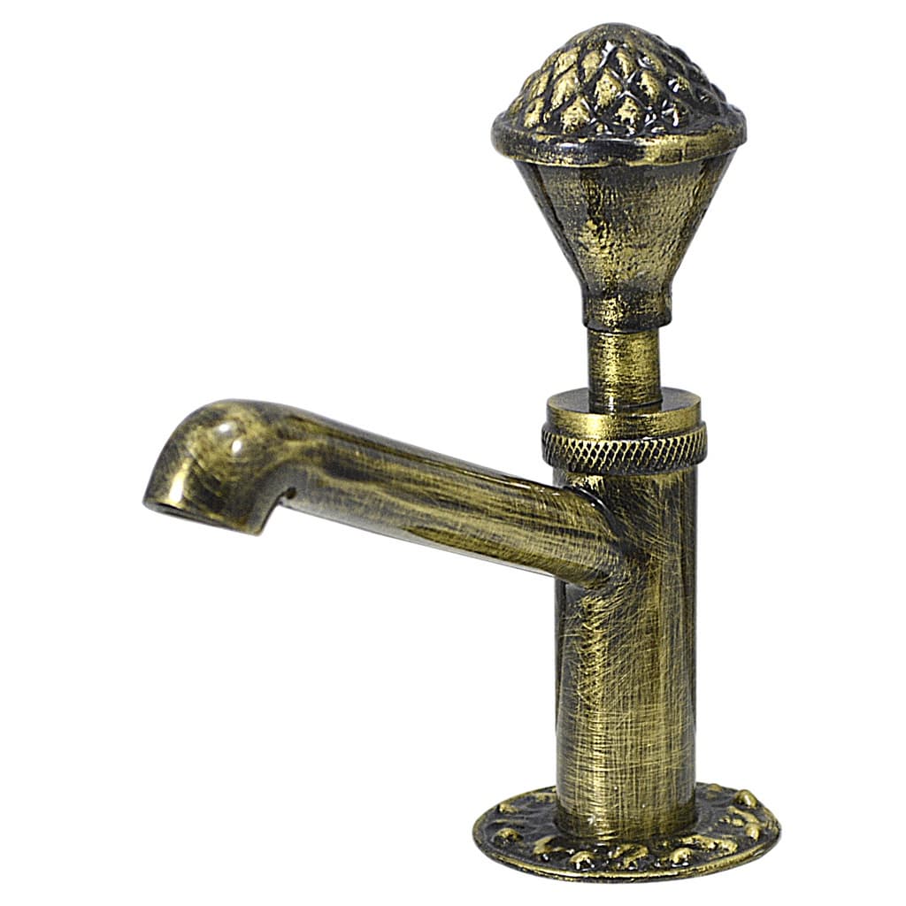 Torneira de mesa estilo retro em ouro velho, com design antigo e detalhes ornamentados