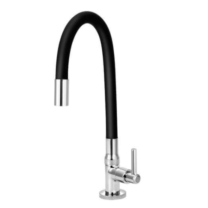 Torneira flexível gourmet preta e cromada para cozinha e bancada