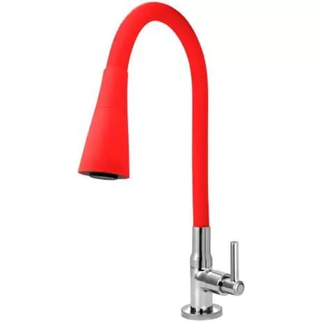 Torneira gourmet cozinha flexível vermelha com bico de dois jatos