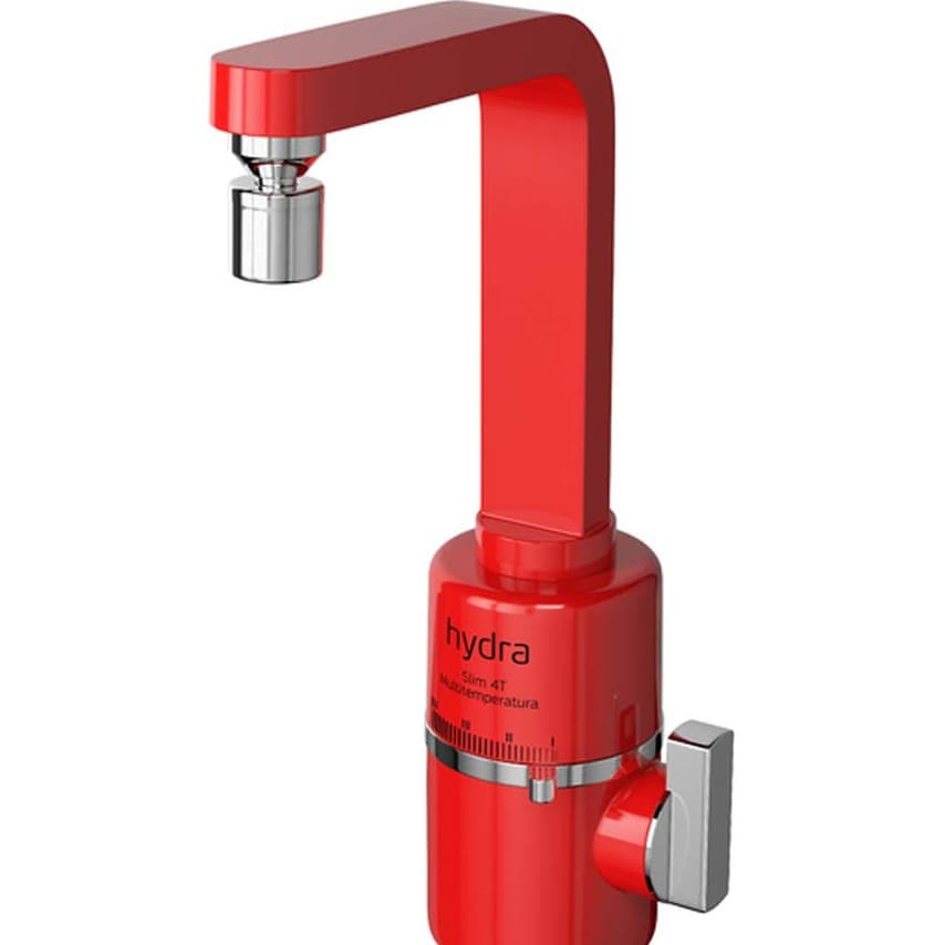 Torneira elétrica vermelha Hydra, design slim para bancada ou mesa, 5500w, 220v