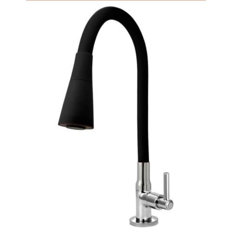 Torneira flexível de cozinha com design de cone preto e prata