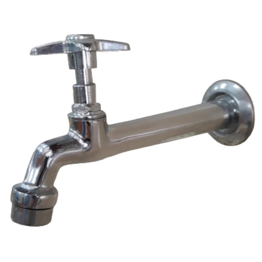 Torneira Para Pia de Cozinha Tanque De Parede Com Arejador Cromada Longa Acabamento em Cruzeta