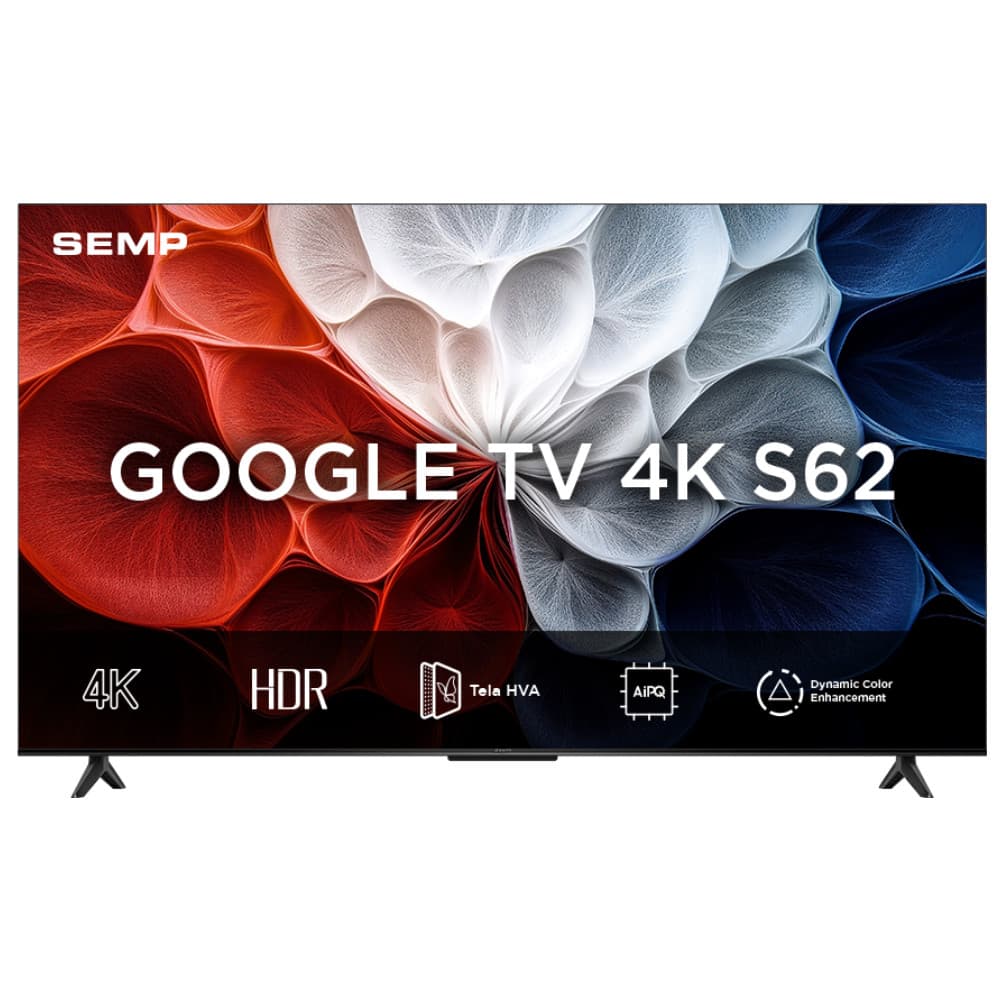 Smart TV Semp 65 Polegadas LED HVA 4K S62 WiFi Bluetooth Google TV 3 HDMI HDR10+ Dolby Audio 65S62