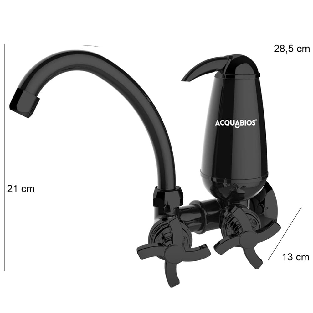 Torneira Para Cozinha De Parede Com Filtro  Quadriseta - 40 L/H Modelo E05 Varias Cores -Acquabios - SKU 1327