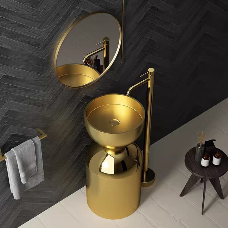 Torneira Dourada / Preta De Chão Para Banheira Cuba De Chão Monocomando Água Quente E Fria Moderna