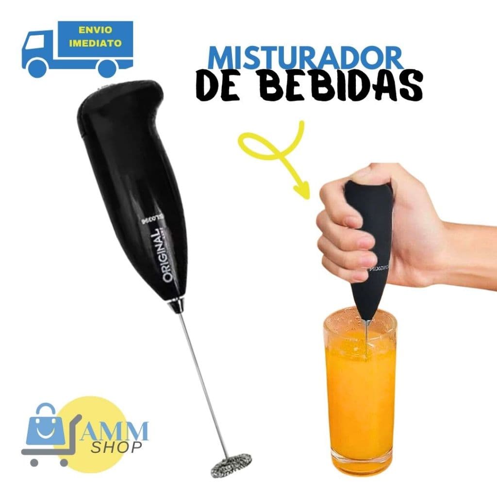 Mini Mixer Misturador de Bebidas Inox Café Leite Portátil Multiuso