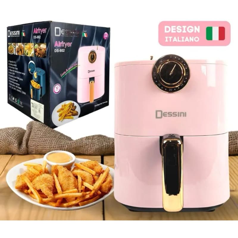 Fritadeira Air Fryer Rosa Luxo Premiun 4,2L 220V-Dessini 1300W