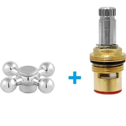 Reparo Kit Mecanismo Para Torneira Completa Cartucho Metal/Cerâmico 1/4 Volta Metal Cromado