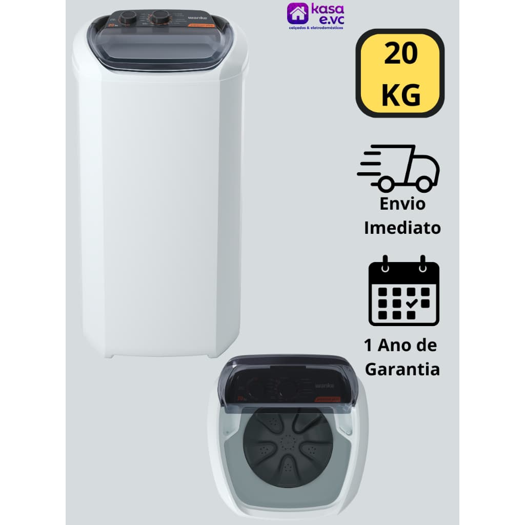 Máquina de Lavar Wanke 20Kg Premium Plus Semi-Automática Branca