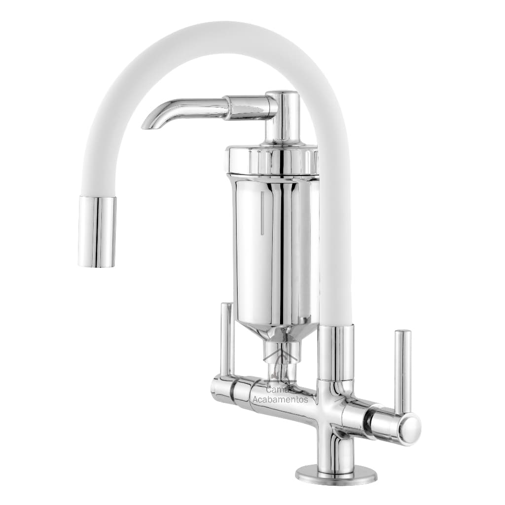 Torneira Bancada Flexível Color Branca Com Filtro Metal Gourmet