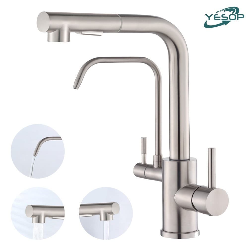 Torneira Cozinha Gourmet Inox Escovada Com Saída De Filtro Yesop