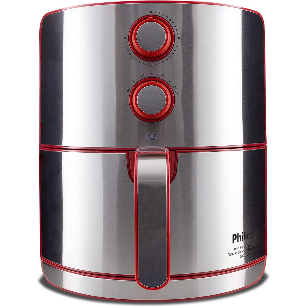 Fritadeira Elétrica Air Fryer Philco Redstone 4,6L Sem Óleo PFR18VI Vermelha Inox