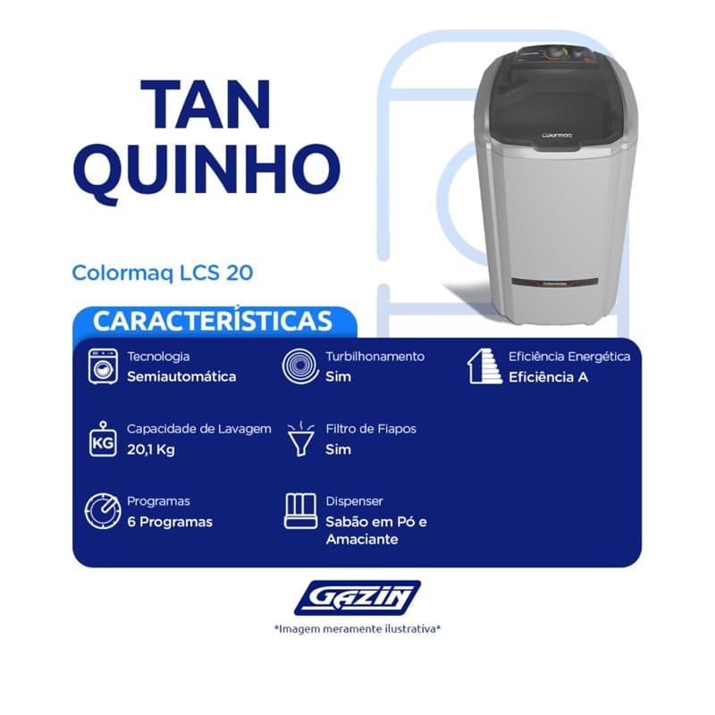 Tanquinho LCS20 20KG Prata Colormaq