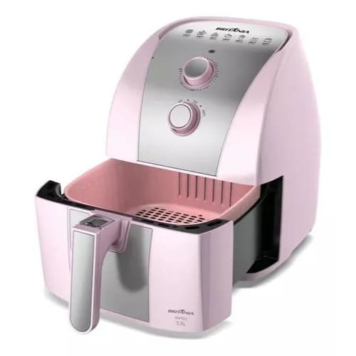 Air Fryer Rosa Britânia 5,5L 1500W BAFE53 Fritadeira Elétrica Cesto Antiaderente Rosa