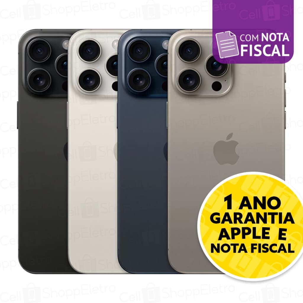 Celular iPhone 15 Pro e Pro Max 256gb CPO 5G Dual E-sim Lacrado Original 1 Ano de Garantia Apple