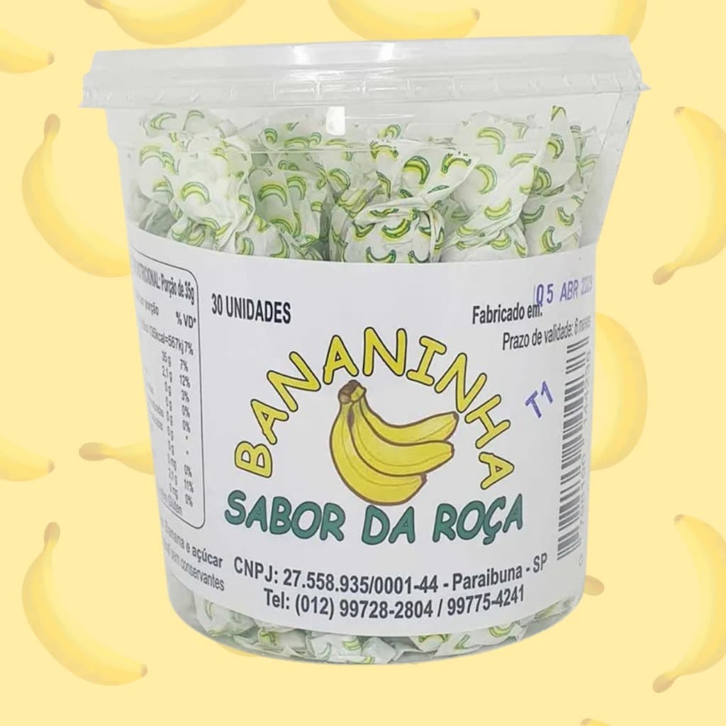 Doce de Banana Bananinha Sabor da Roça Paraibuna Pote 30 Unidades