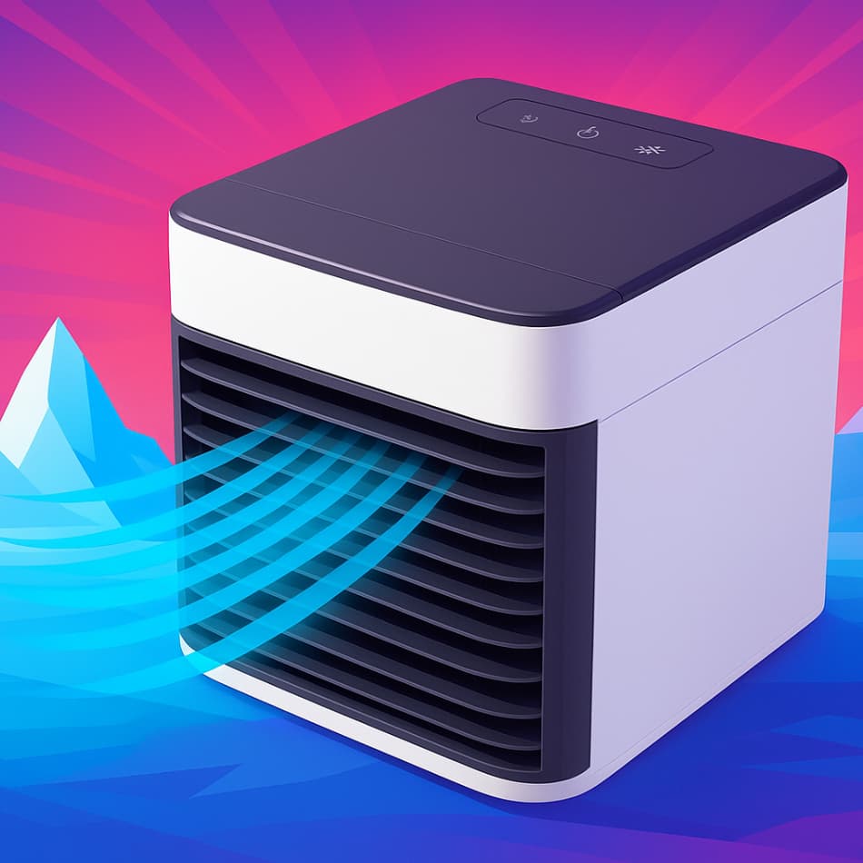 Mini Ar Condicionado Portátil 3 em 1 Q – Umidificador, Ventilador e Climatizador USB Econômico Tempo