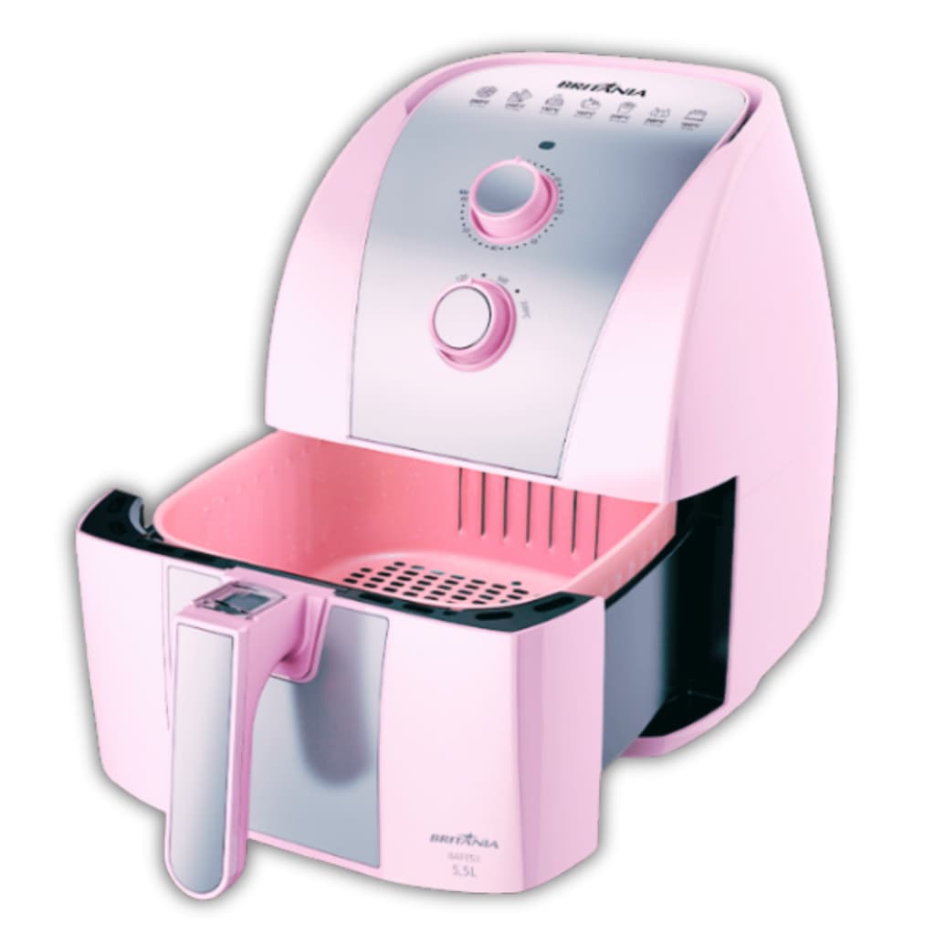Fritadeira Air Fryer Rosa Britânia BAFE53 5,5 Litros Sem Óleo 1500W
