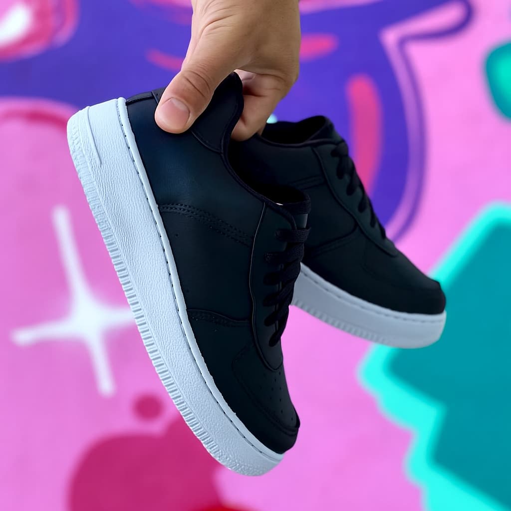 Tênis Casual Masculino Feminino Unissex Preto e Branco e Branco Branco Promoção Conforto Oferta