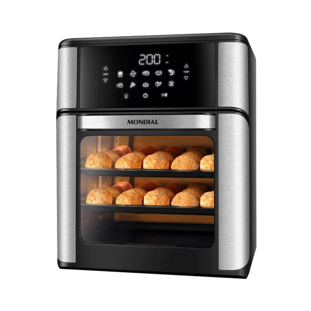 Fritadeira Elétrica Mondial Air Fryer Oven 12L 2000W AFON-I Inox Preto