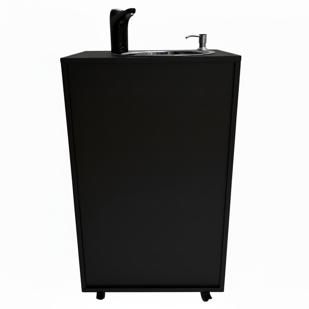 Pia Portátil Preta com Torneira Automática – Ideal para Salões, Barbearias e Espaços de Estética