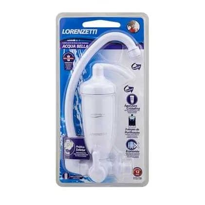 Torneira com Filtro Lorenzetti Acqua Bella Branca e Preta Bica Móvel de Parede