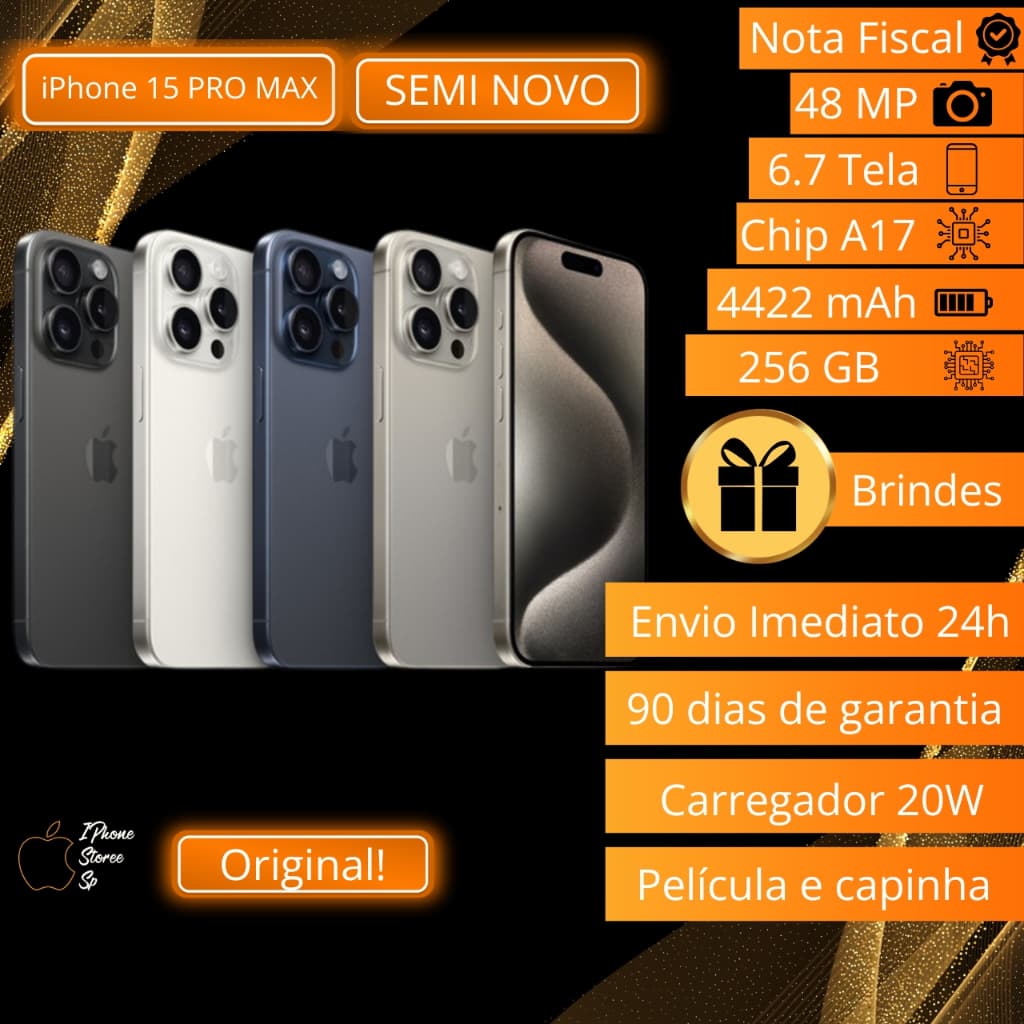 Iphone 15 Pro Max 256GB Original - Semi Novo