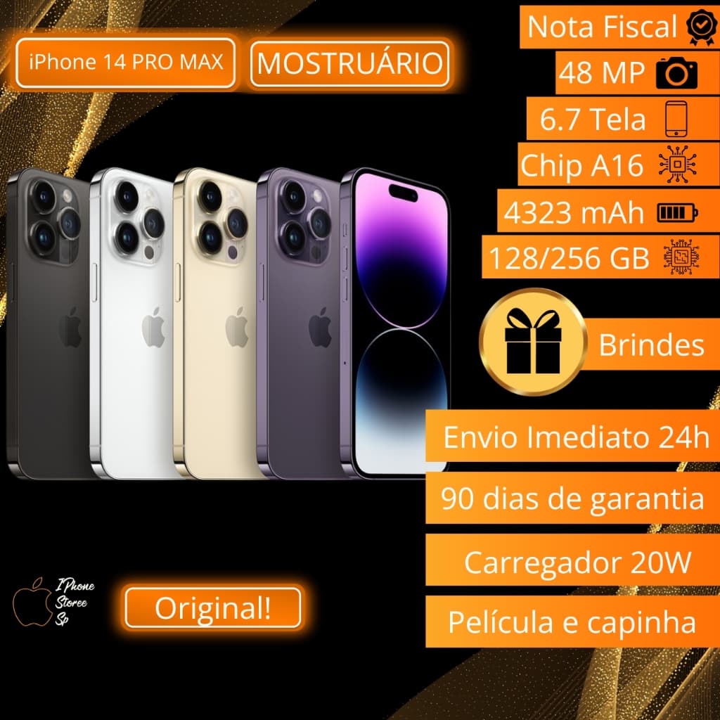 Iphone 14 Pro Max 128GB/256GB Vitrine Garantia Envio Imediato