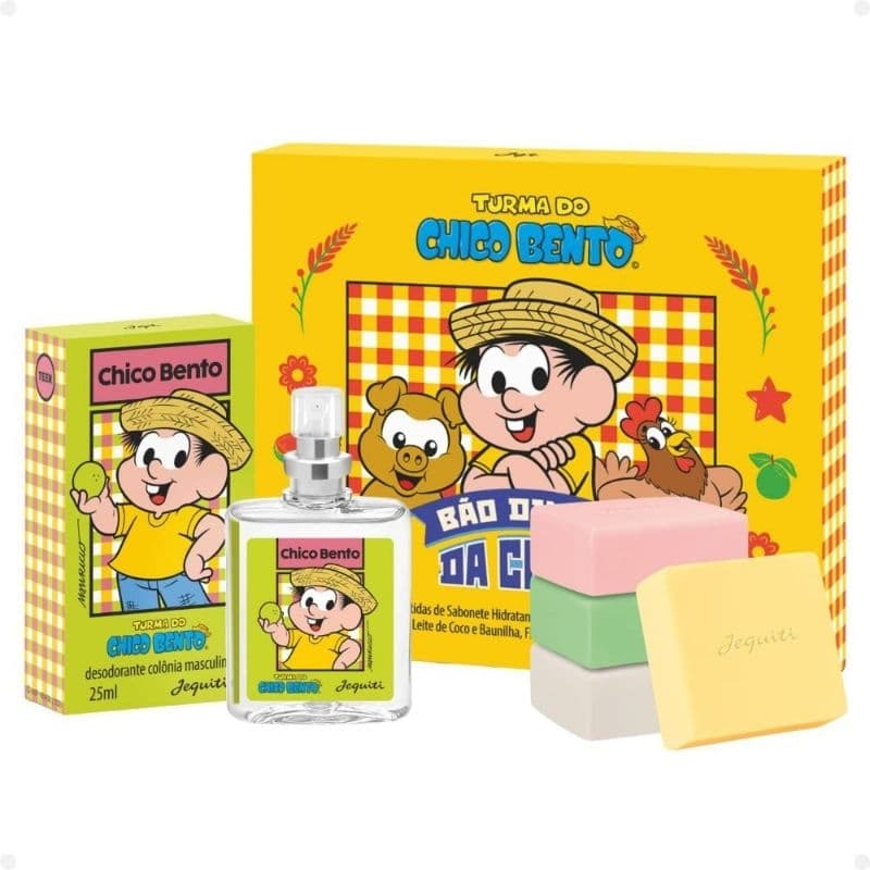 Colônia Chico Bento e Caixa de Sabonete Turma do Chico Bento por Jequiti a Marca das Marcas.