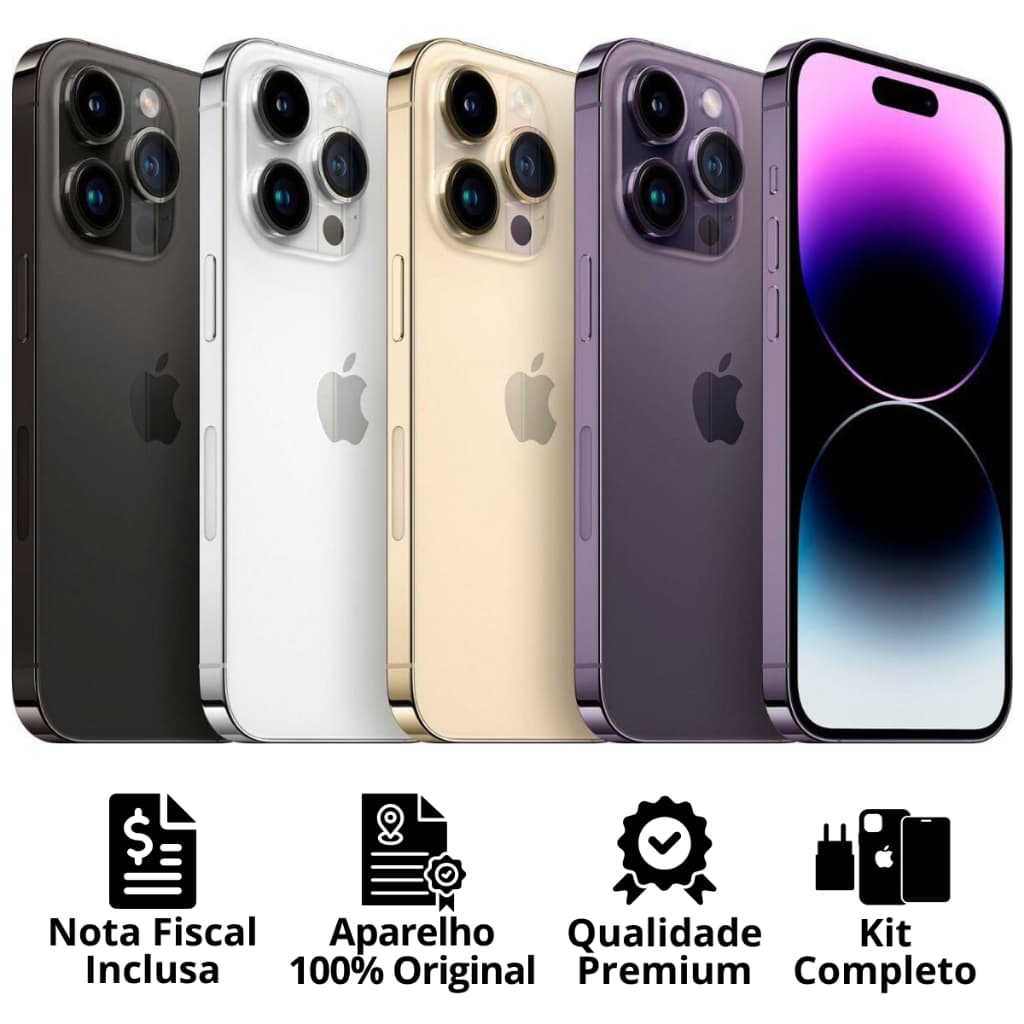 Celular iPhone 14 Pro Max (128GB) (256GB) 100% Original Apple Seminovo Vitrine Bateria 85% a 100% NF