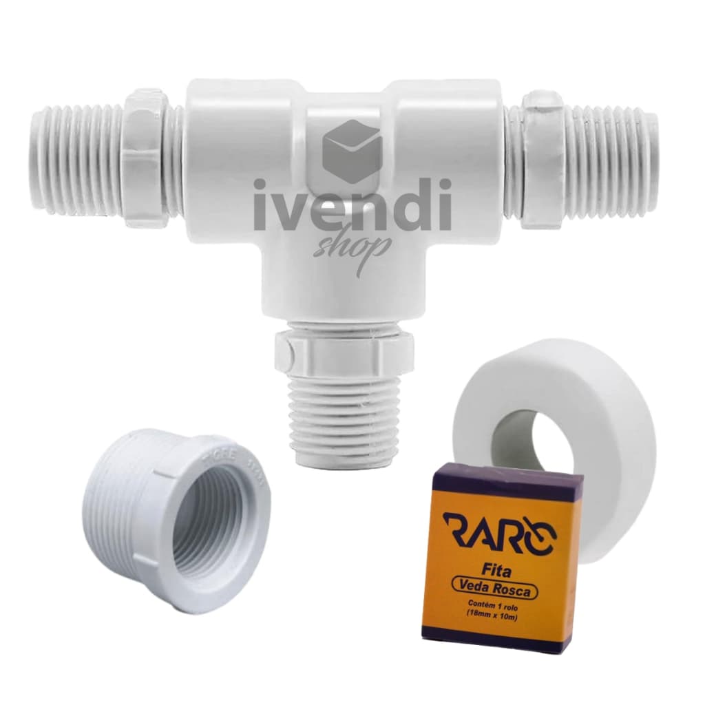 Adaptador Conector Conexão Tee Torneira Monocomando + Bucha 3/4" + Veda Rosca De Facil instalação