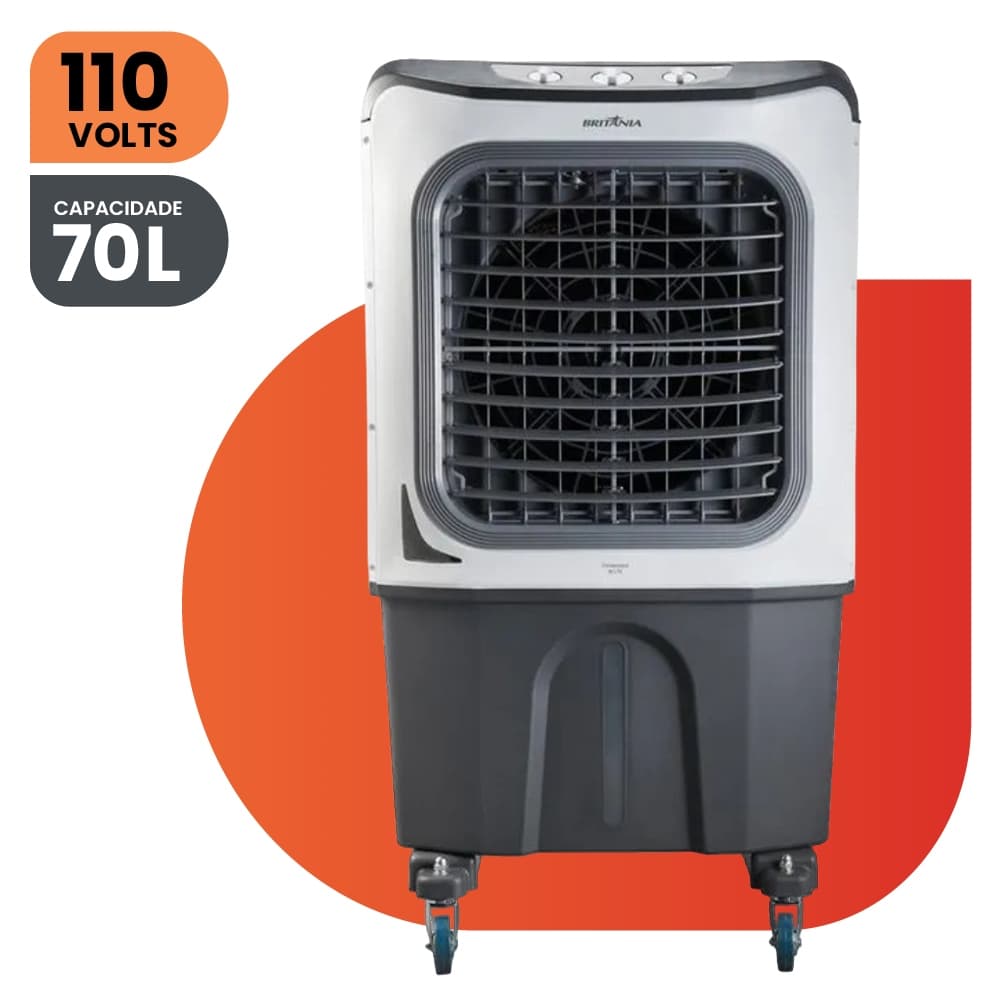 Climatizador de Ar Portátil Britânia BCL70 70L 4 em 1 com Rodas e Oscilar 110V