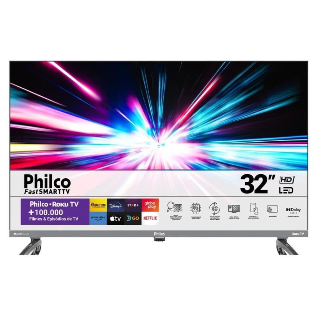 Smart TV 32” Philco PTV32K34RKGB ROKU TV LED DOLLBY AUDIO CINZA BIVOLT