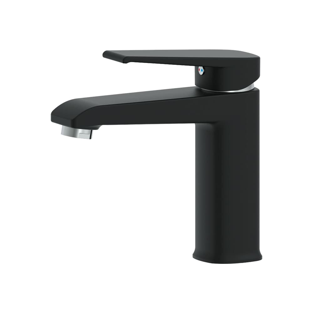 Torneira monocomando preta para lavatório de mesa, design moderno, fundo branco