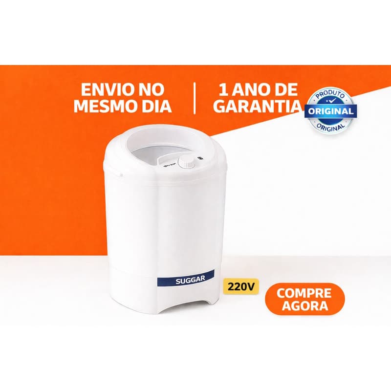 Centrífuga de Roupas Suggar 15kg Turbo 220V Alta Rotação Secagem Rápida Produto Original Garantido