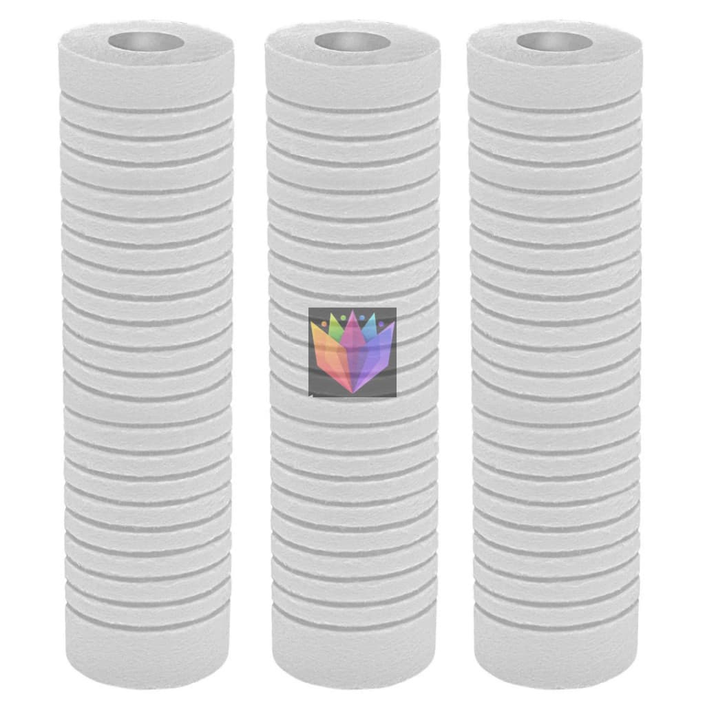 Kit 3 Refil Cartucho PP Ranhurado 9 3/4 Filtro Caixa D’Água Cavalete Alta Filtragem 0,5–50 Microns