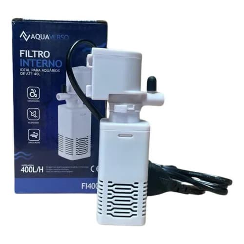 FILTRO INTERNO SUBMERSO COM BOMBA AERADOR DE OXIGENIO 400L/H AQUAVERSO PARA AQUARIOS ATÉ 50L