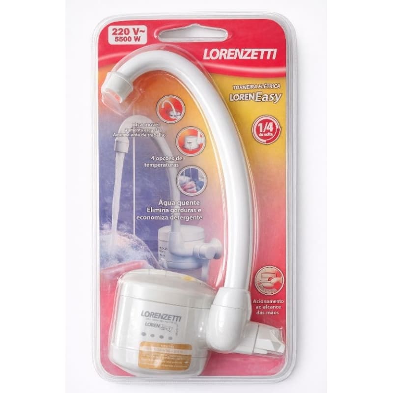 Torneira Elétrica Lorenzetti Loren Easy – 220V 5500W e 127V 4800W em embalagem transparente